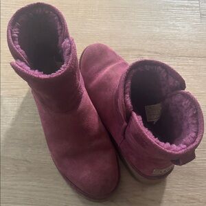 UGG Kristin purple suede short wedge booties